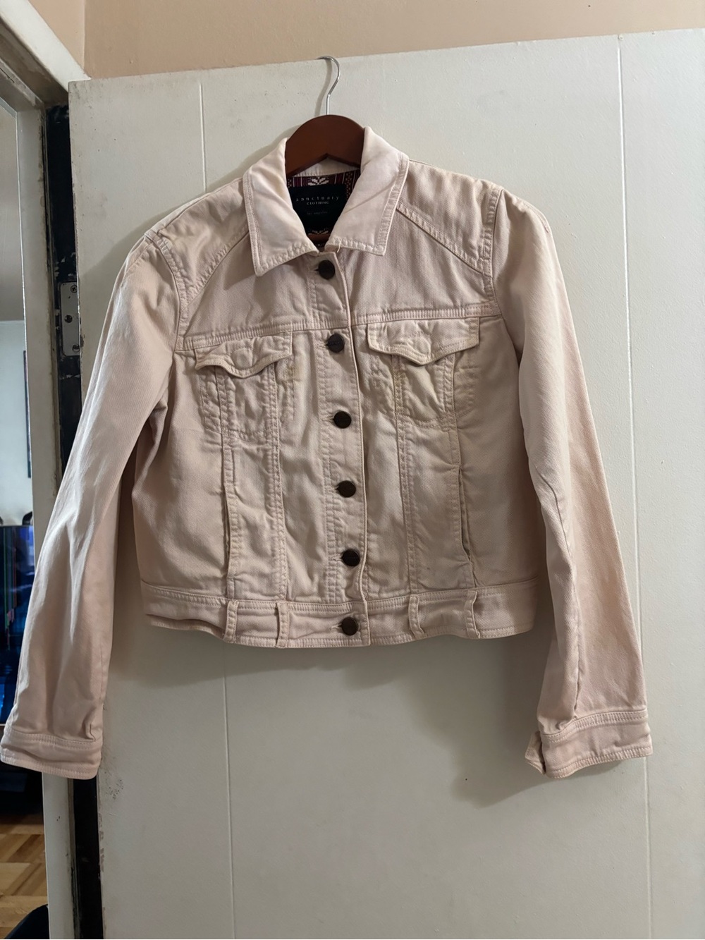 Sanctuary Light Pink Denim Jacket - Button-Front Trucker